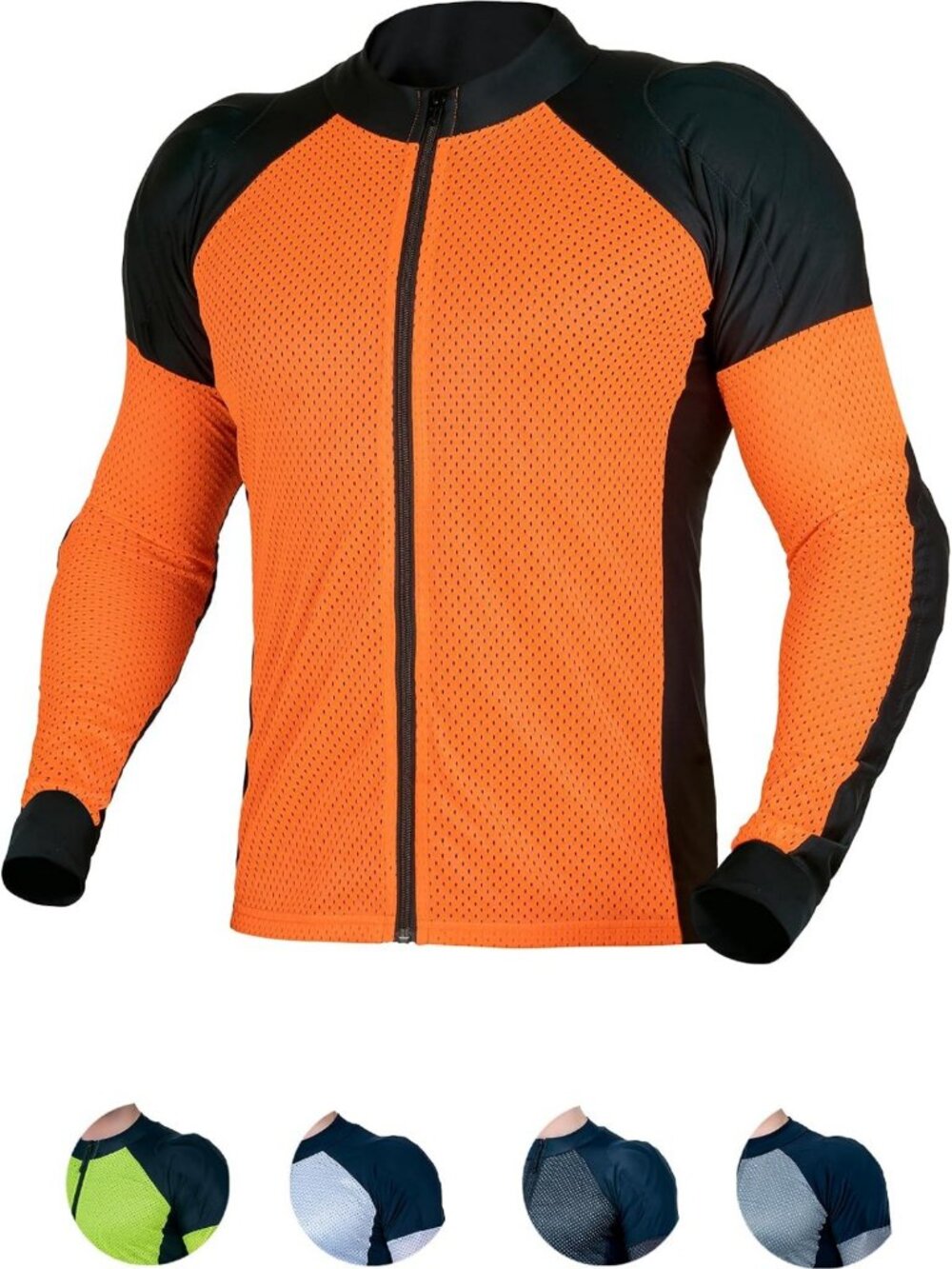Men's Orange Large Motorcycle Armor Shirt - CE Level 2 Protection, Mesh Design